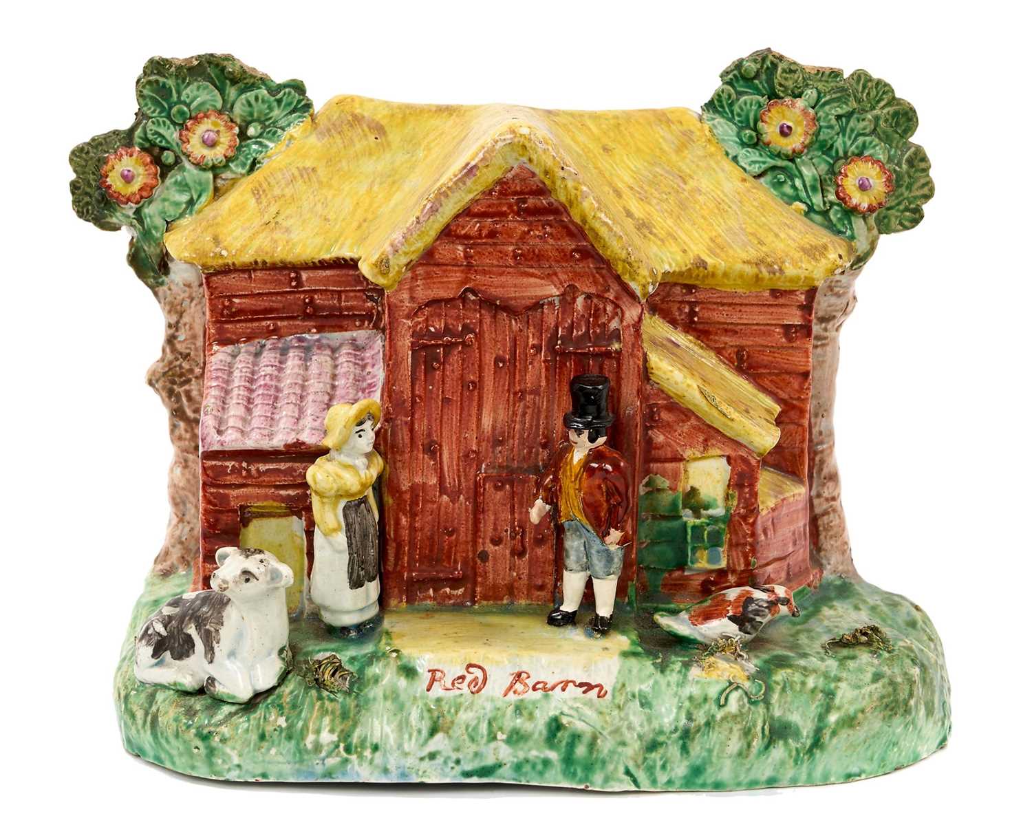 Extremely rare 19th century Staffordshire model of the Red Barn at Polstead