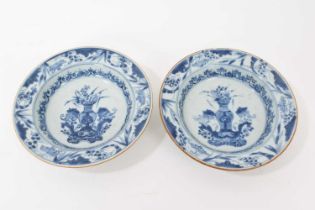 Pair of 18th century Chinese blue and white dishes