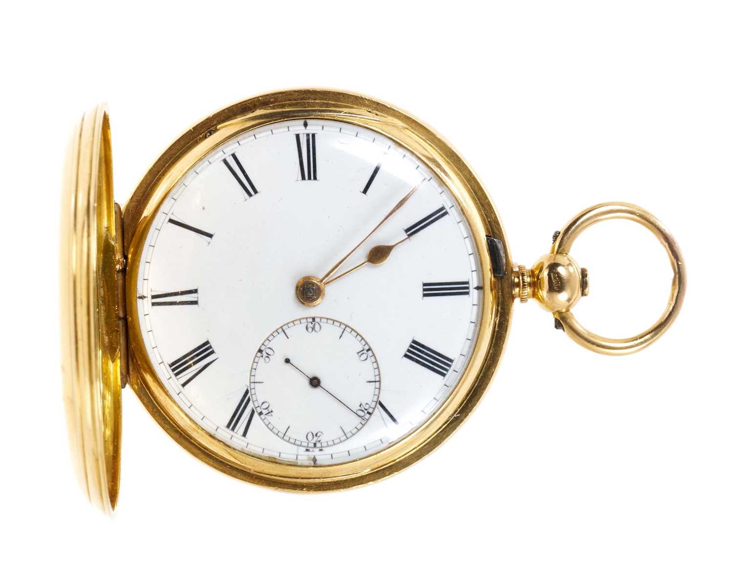 Victorian 18ct gold hunter pocket watch by Moyle, Chichester