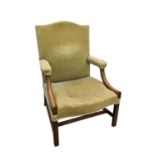 George III mahogany Gainsborough open armchair