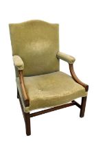 George III mahogany Gainsborough open armchair