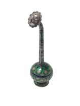 Middle Eastern silver and enamel rose water sprinkler, 17cm in overall height