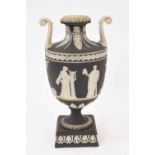 Wedgwood black jasper dip two handled vase