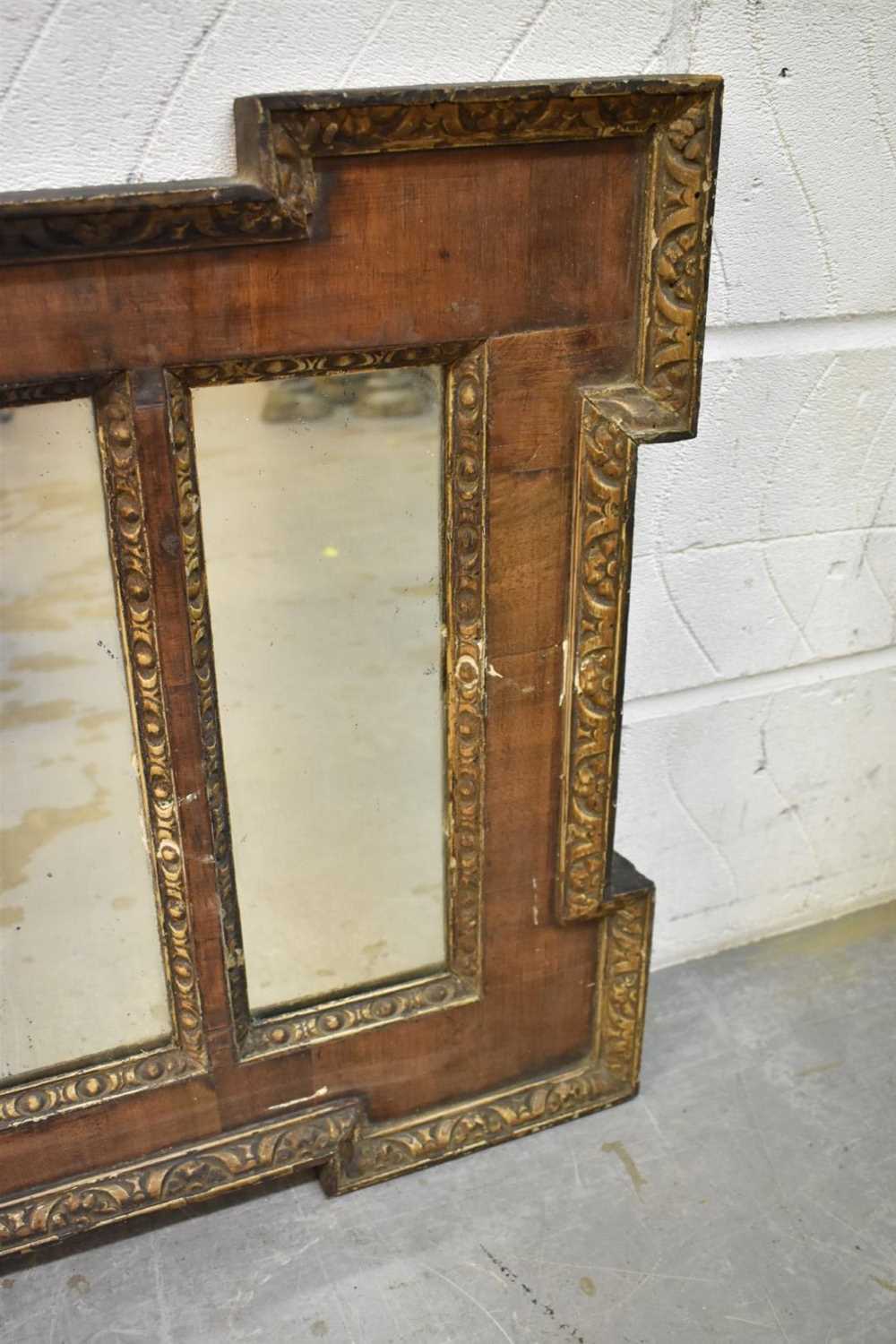 George I style walnut and gilt decorated landscape wall mirror - Image 3 of 9