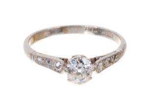 Diamond single stone ring with an old brilliant cut diamond estimated to weigh approximately 0.57cts