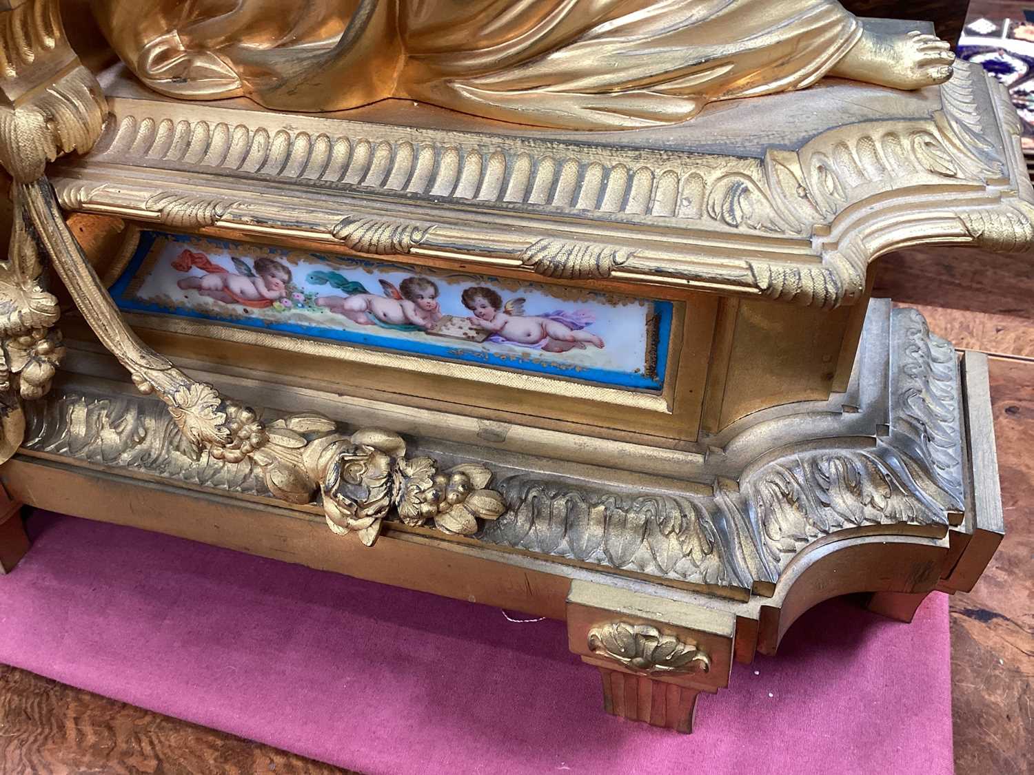 Fine quality large 19th century French ormolu clock garniture by Lerolle à Paris with Sèvres porcela - Image 5 of 26