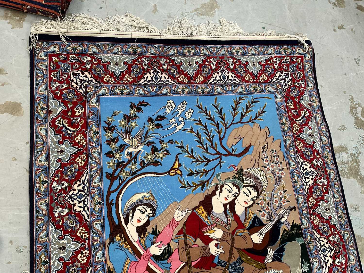 Fine part silk pictorial Isfahan - Image 6 of 7