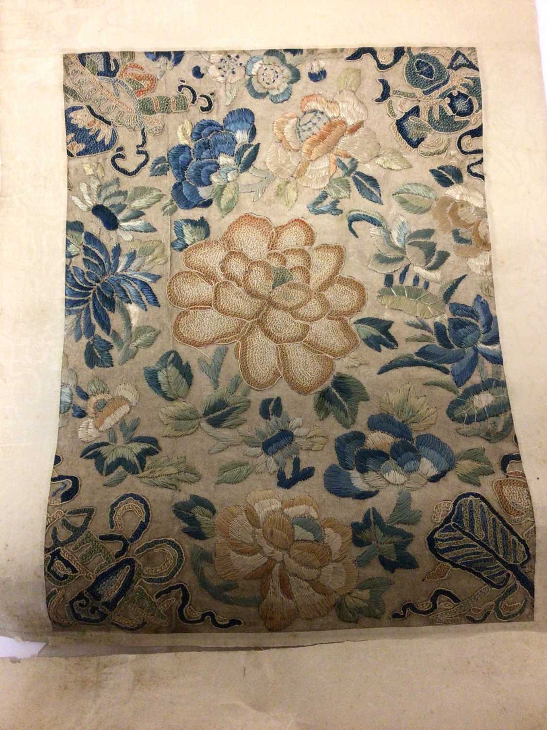 Two Chinese silk embroidered scrolls with butterflies and another earlier in date - Image 6 of 10