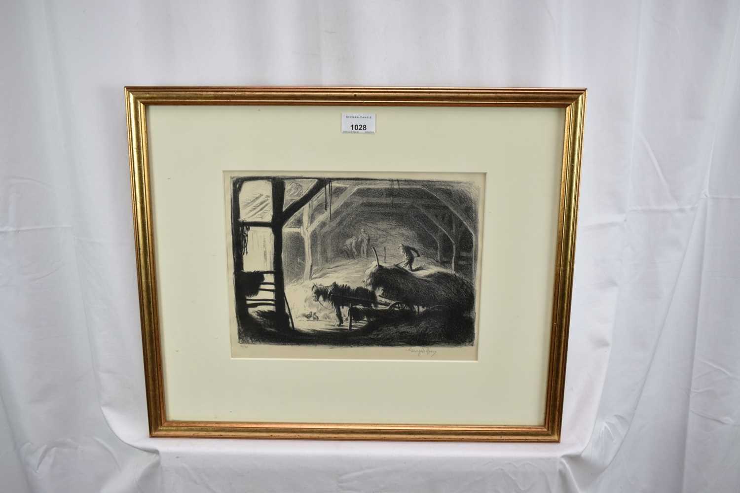 George Soper (1870-1942) signed limited edition lithograph - Unloading Hay in the Barn, 16/30, 21cm - Image 2 of 6