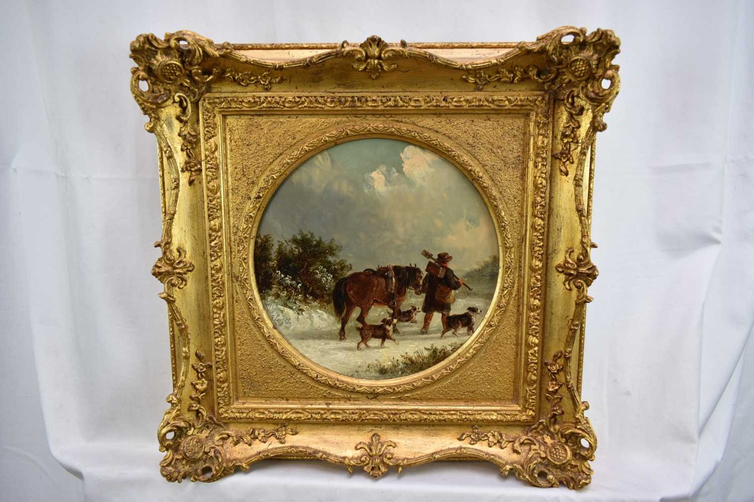 Thomas Smythe (1825-1906) pair of oils on canvas laid on panel - Snow Covered Landscapes, Homeward B - Image 3 of 12