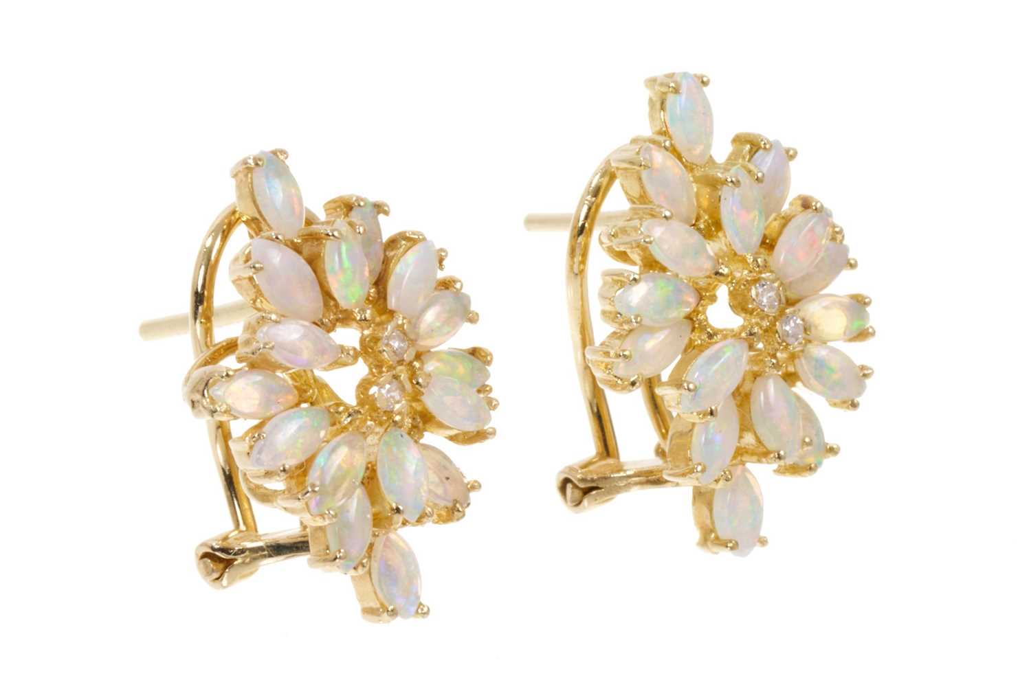 Pair of opal and diamond cluster earrings - Image 3 of 3