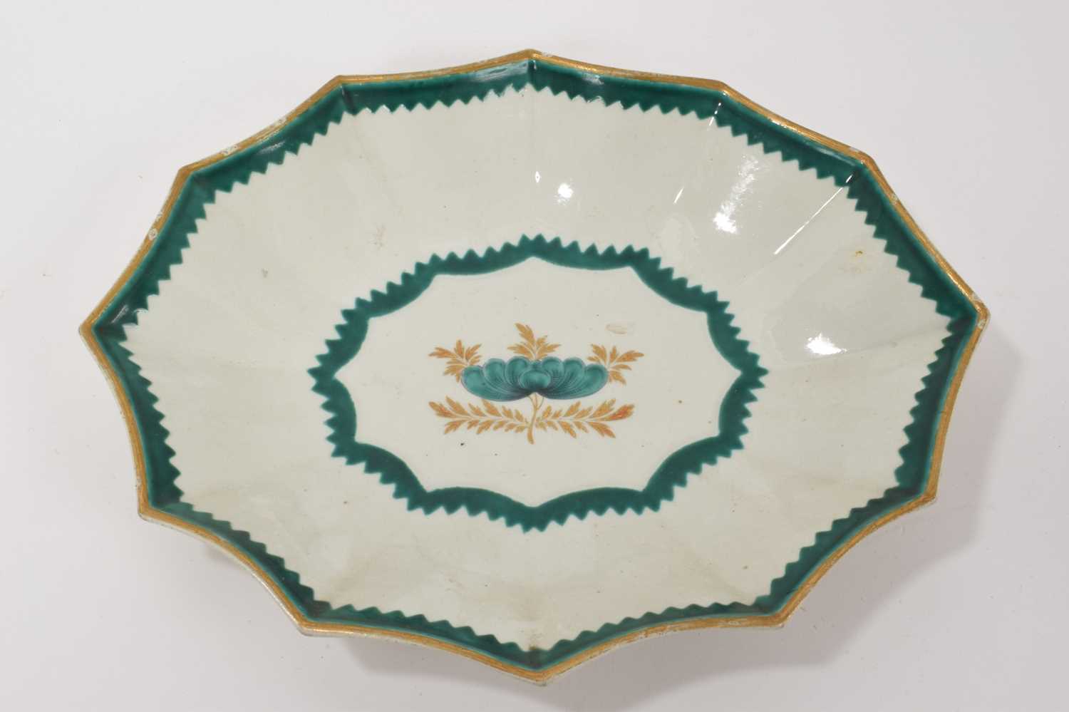 Worcester porcelain fan shaped green dish