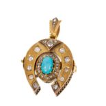 Late 19th century diamond and turquoise pendant brooch with detachable fittings