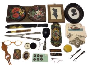19th century paste buckles, silhouettes, book slide and sundries