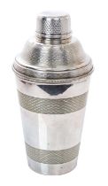 1930s Hardy Bros. Ltd silver plated cocktail shaker of tapering form