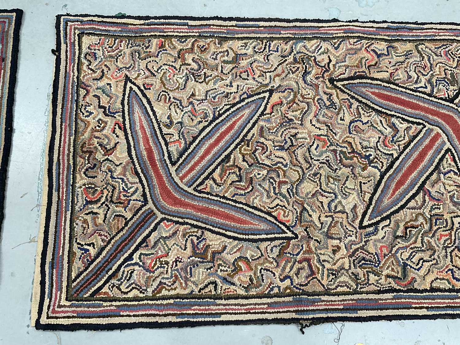 Omega style pair of hand woven rugs with abstract design, 132 x 82cm - Image 6 of 6