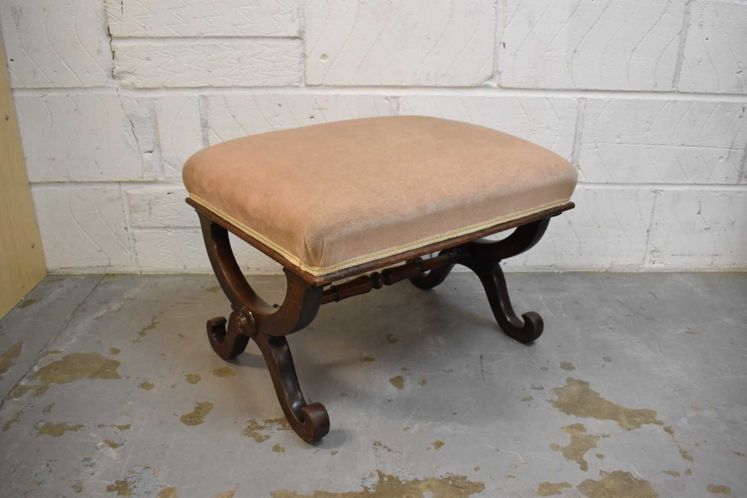 Early 19th century X-frame stool with removable seat