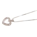 Diamond heart pendant in 18ct white gold setting on chain