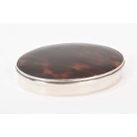 Late Victorian silver and tortoiseshell oval snuff box London 1901,