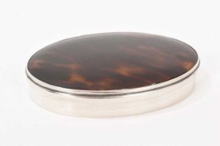 Late Victorian silver and tortoiseshell oval snuff box London 1901,