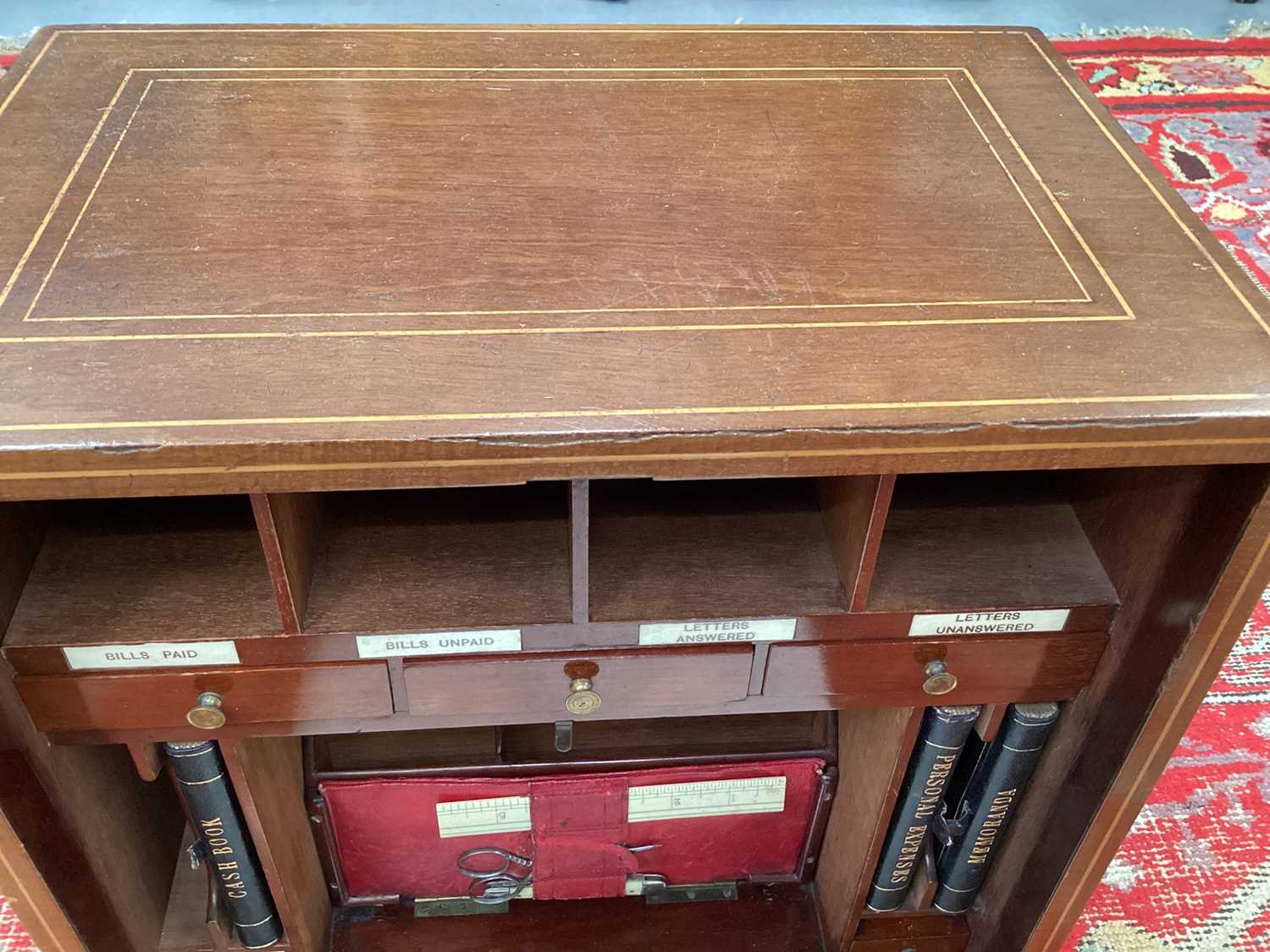 Edwardian limed mahogany desk secretaire - Image 6 of 8