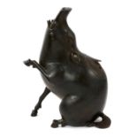 19th century Japanese bronze censer in the form of a seated boar