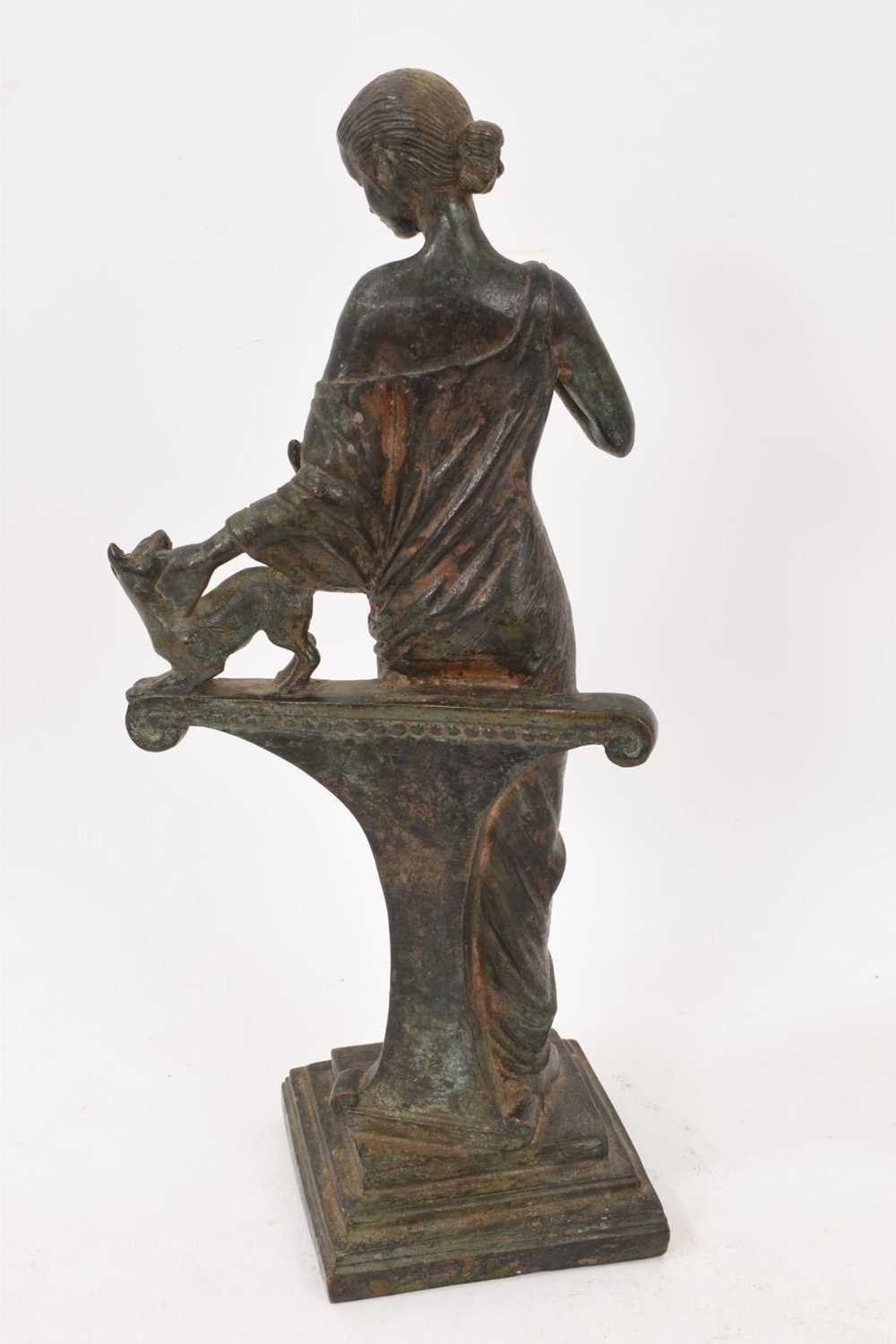 Bronze sculpture of a woman stroking a cat, c.1930s - Image 4 of 4