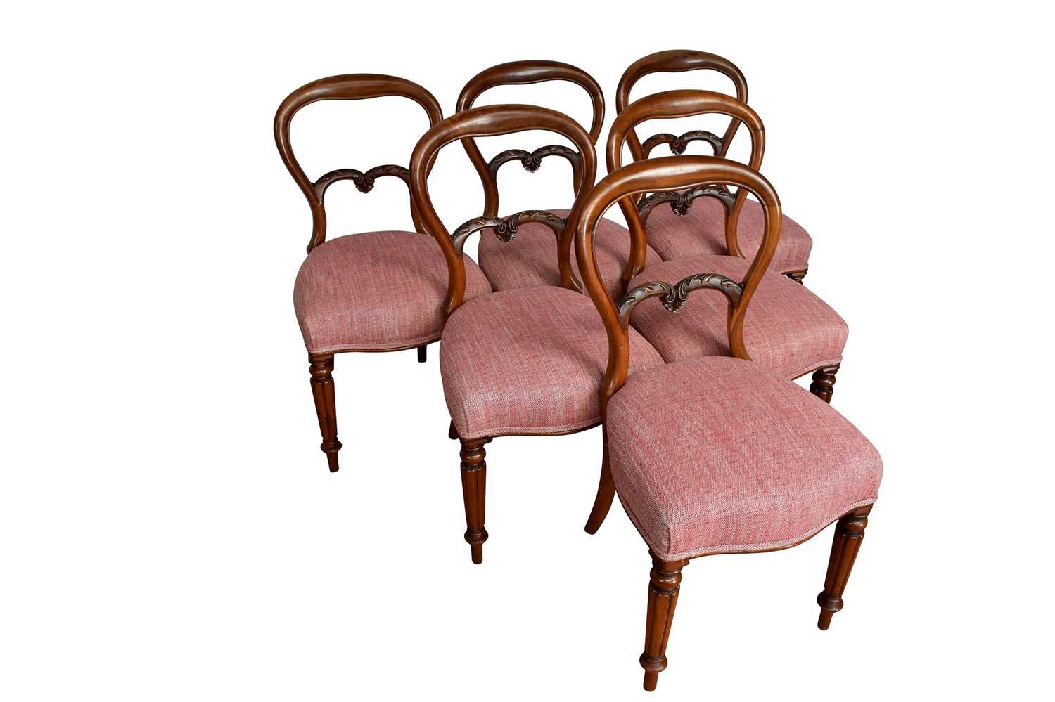 Set of six Victorian mahogany balloon back dining chairs