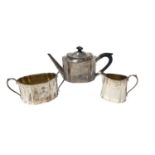 Composite three piece silver teaset in the Georgian style,