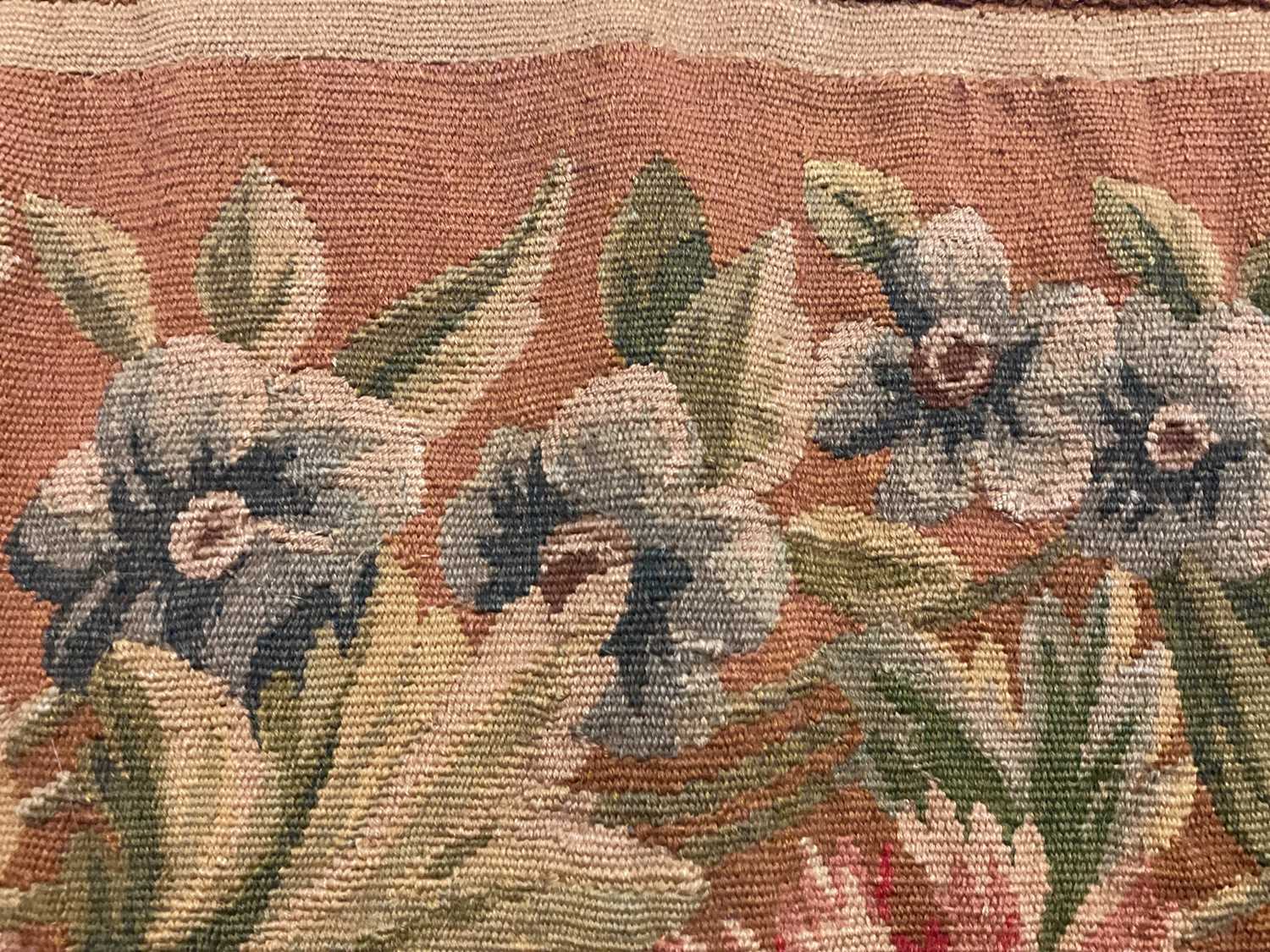 19th century Aubusson tapestry wall hanging scrolling flowers - Image 2 of 2