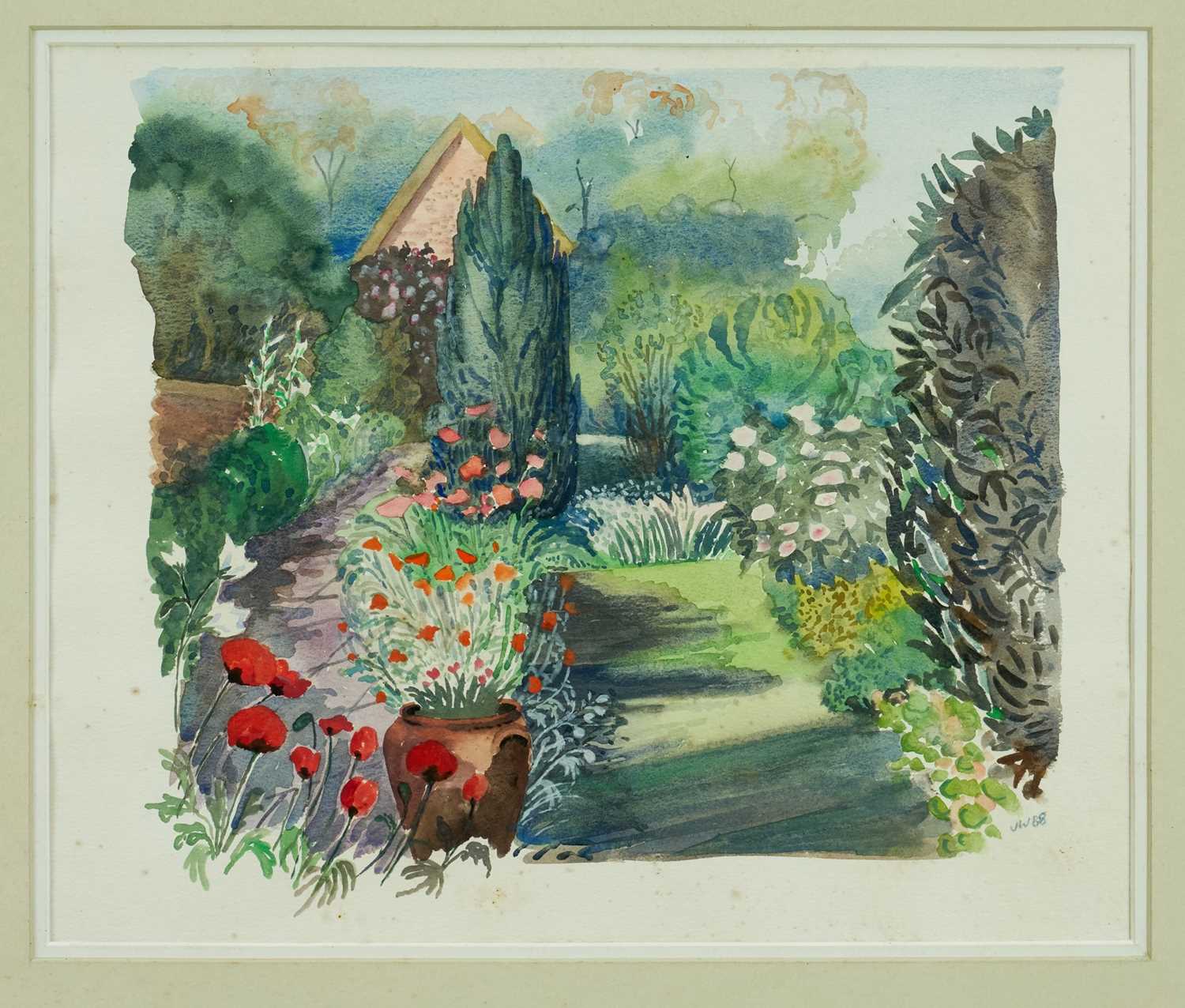 *Joan Warburton (1920-1996) watercolour - Garden in Suffolk, signed and dated '88, titled verso, 35c