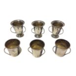 Group of six Edwardian miniature silver cups