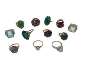 Group of 12 gold and gem-set dress rings various