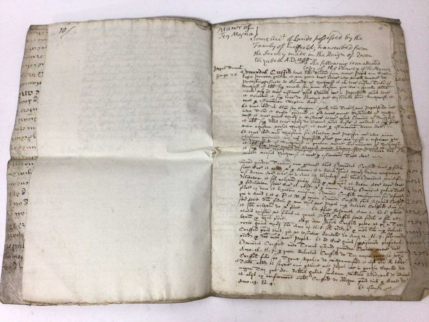 Document of local interest - The Manor of Great Tey, copy of a survey made 1593 - Image 3 of 4