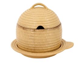Wedgwood glazed caneware skeep shaped honey pot and cover, circa 1800