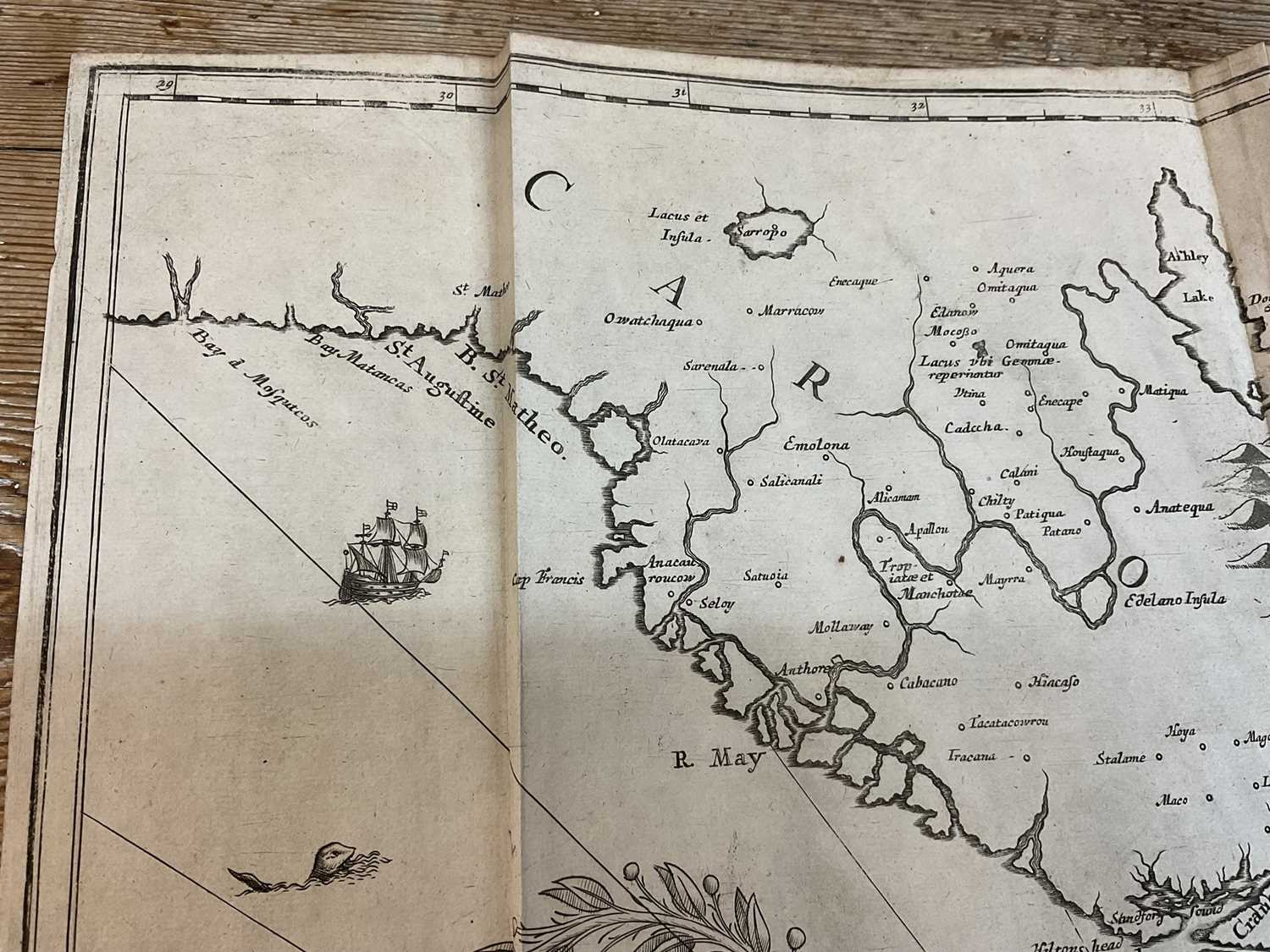 John Ogilby - rare engraved Map of Carolina, 1672 - Image 13 of 16