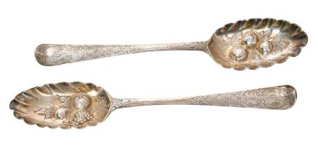 Pair Georgian Irish berry spoons