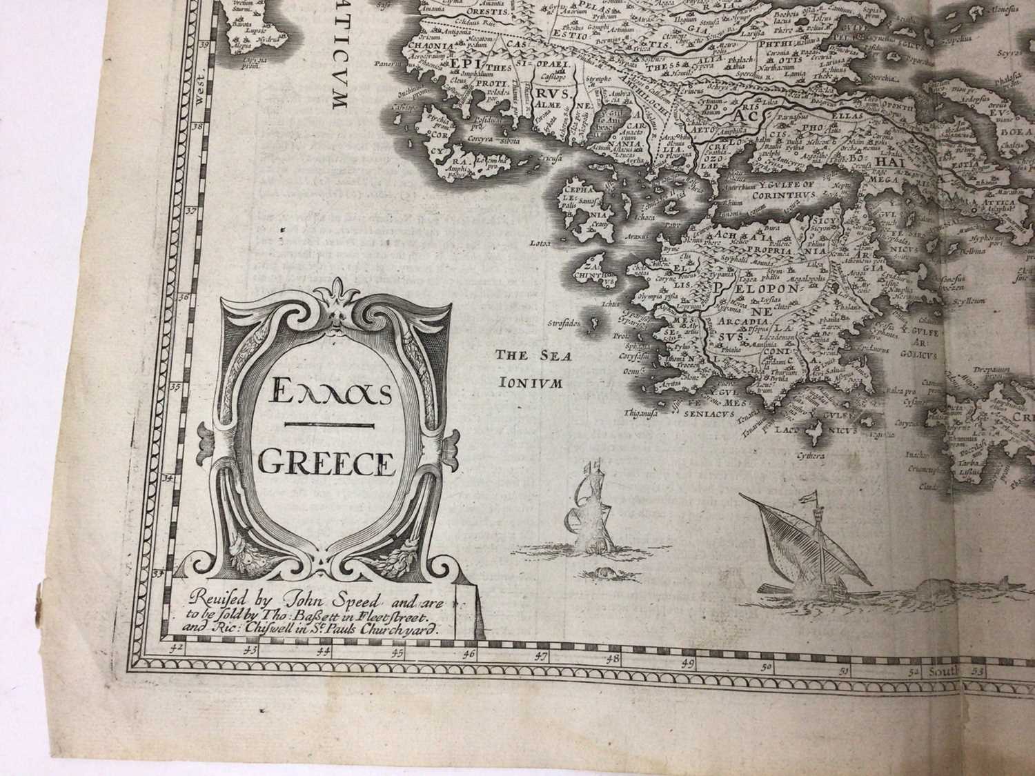 John Speed 17th century engraved map of Greece - Image 4 of 7