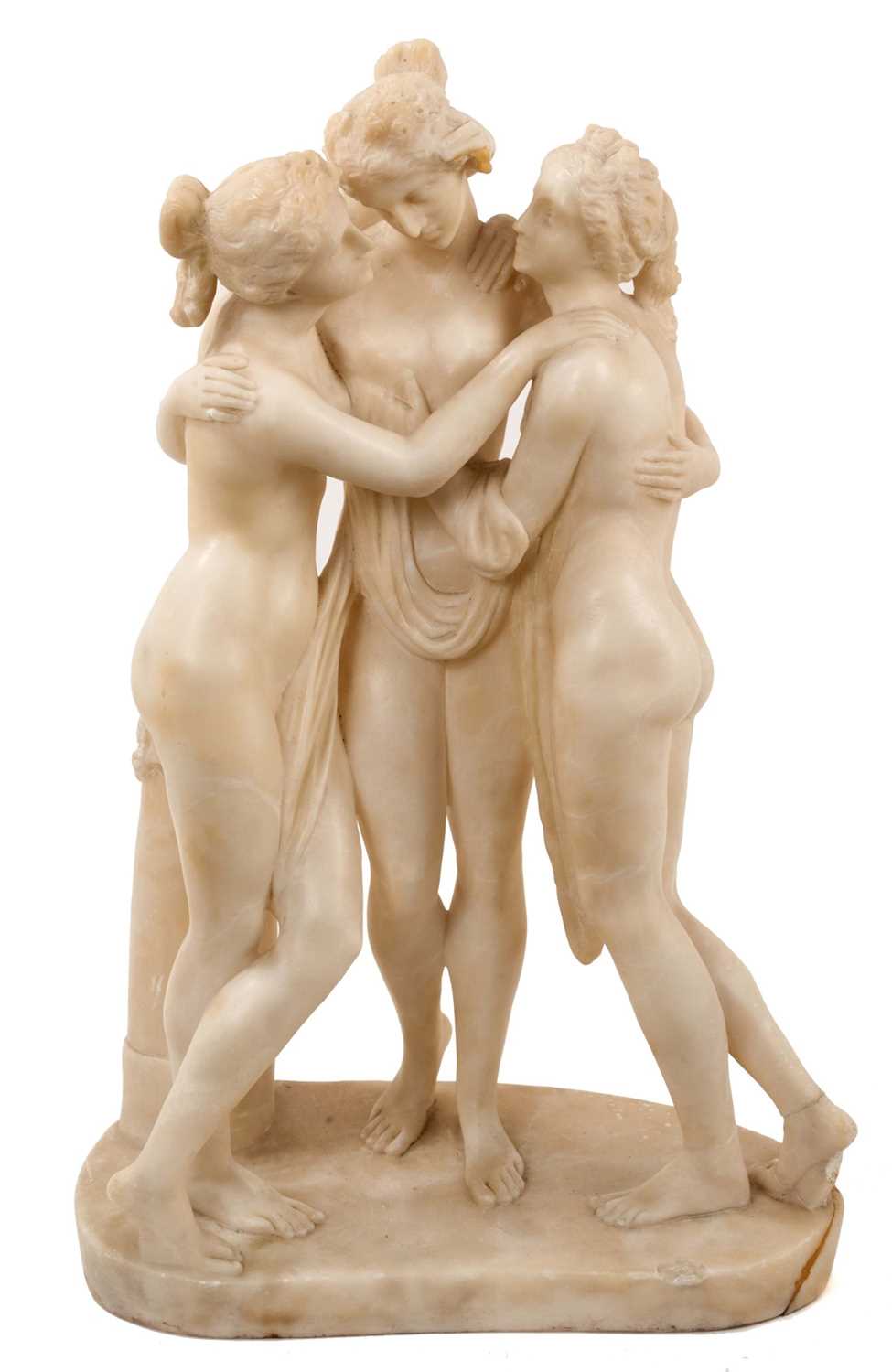 19th century carved alabaster sculpture of the three graces