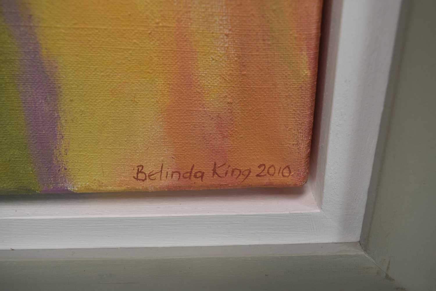 Belinda King (Contemporary) oil on canvas - Assington Field Edge, signed and dated 2010, label verso - Image 3 of 6