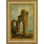 Circle of John Sell Cotman (1782-1842) watercolour - Monastic Ruins, 32cm x 20.5cm, in glazed gilt f