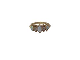 Victorian gold opal and diamond ring