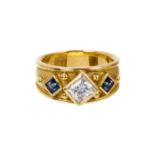 Diamond and sapphire Templar ring