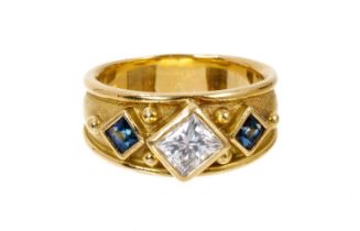 Diamond and sapphire Templar ring