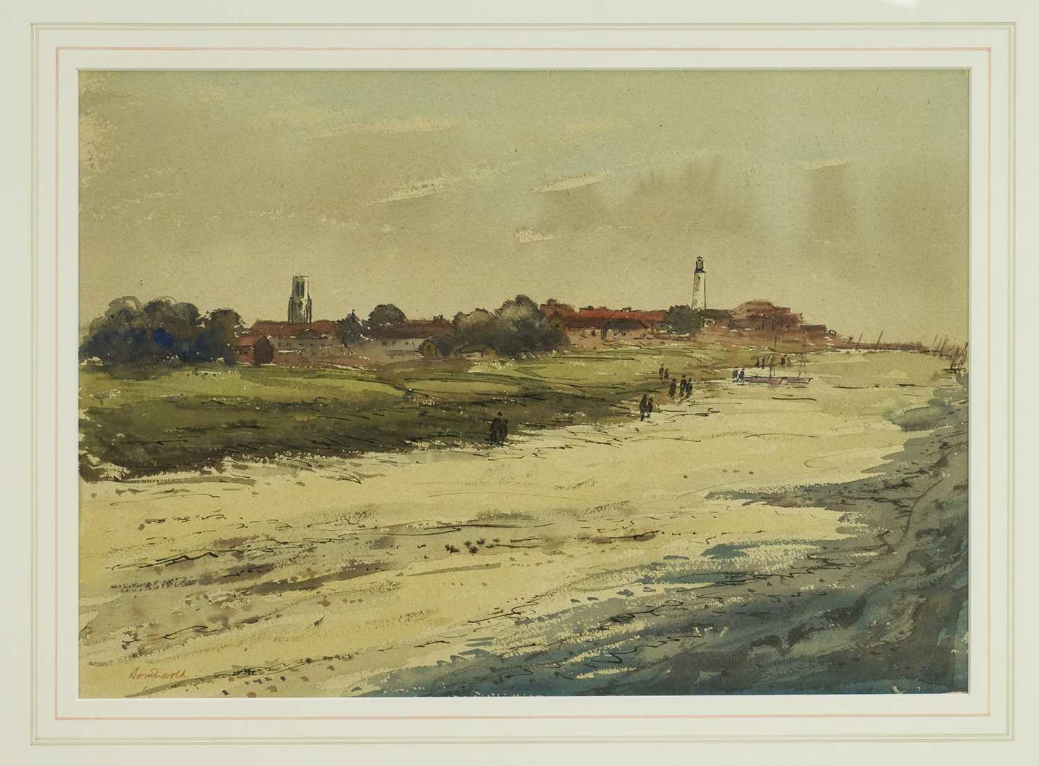 *Arthur Edward Davies (1893-1989) ink and watercolour - Southwold, inscribed, 26cm x 37.5cm, in glaz