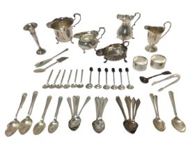 Selection of assorted silverware including cream jugs, napkin rings and spoons