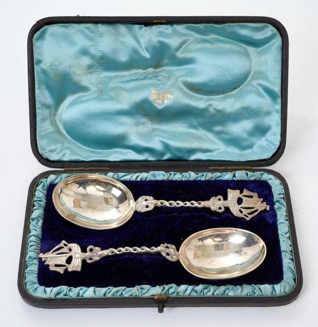 Pair of Hanau silver spoons in the Dutch Colonial style. - Image 2 of 2
