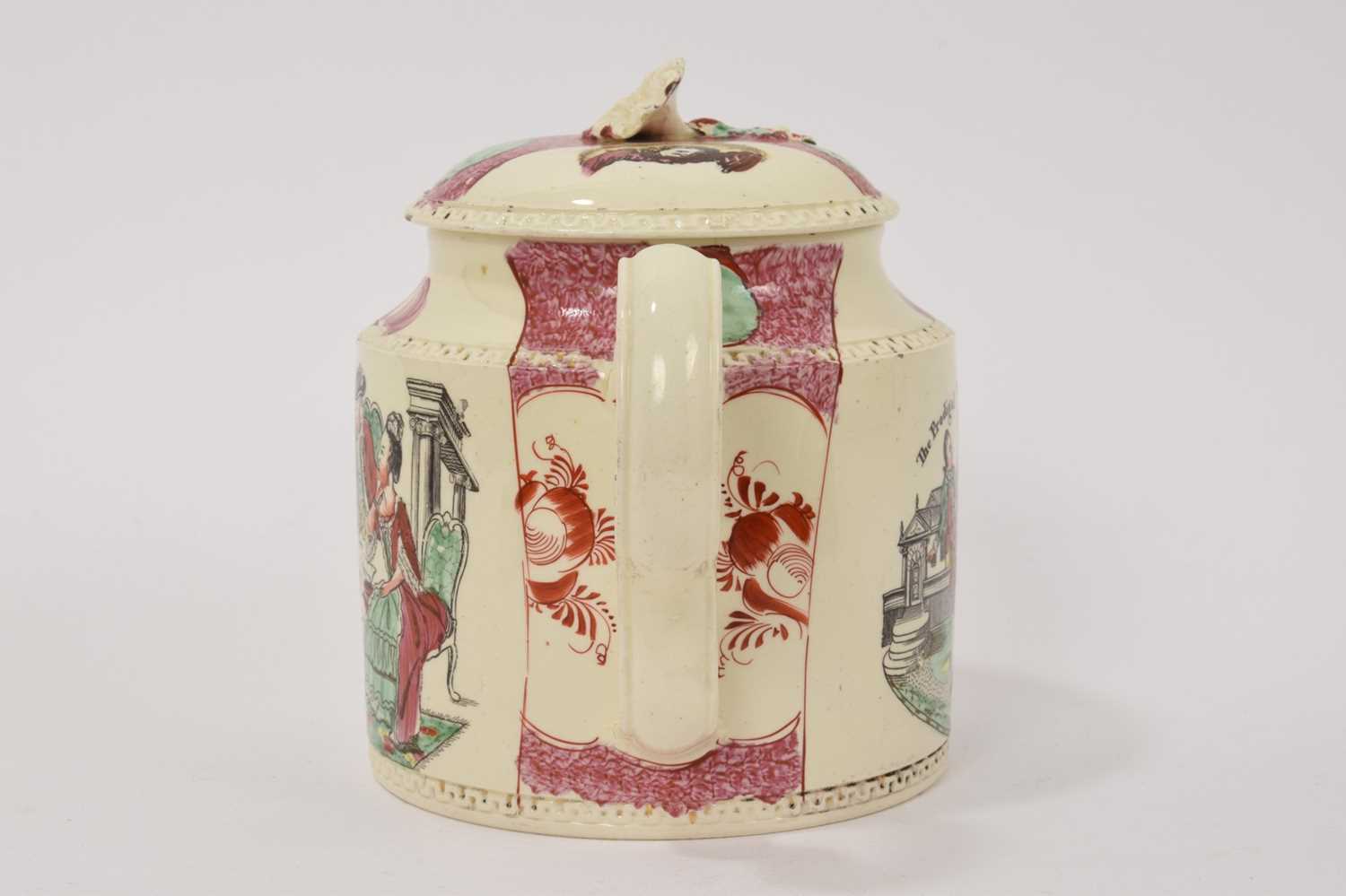 18th century creamware teapot by William Greatbatch - The prodigal son taking leave - Image 4 of 8