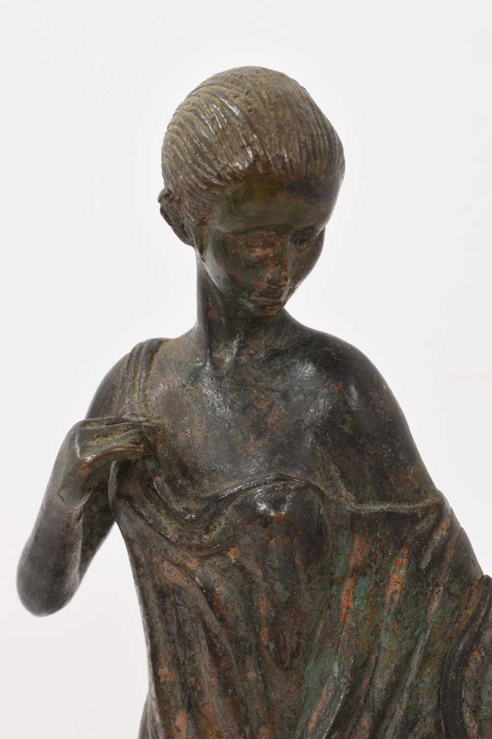 Bronze sculpture of a woman stroking a cat, c.1930s - Image 2 of 4