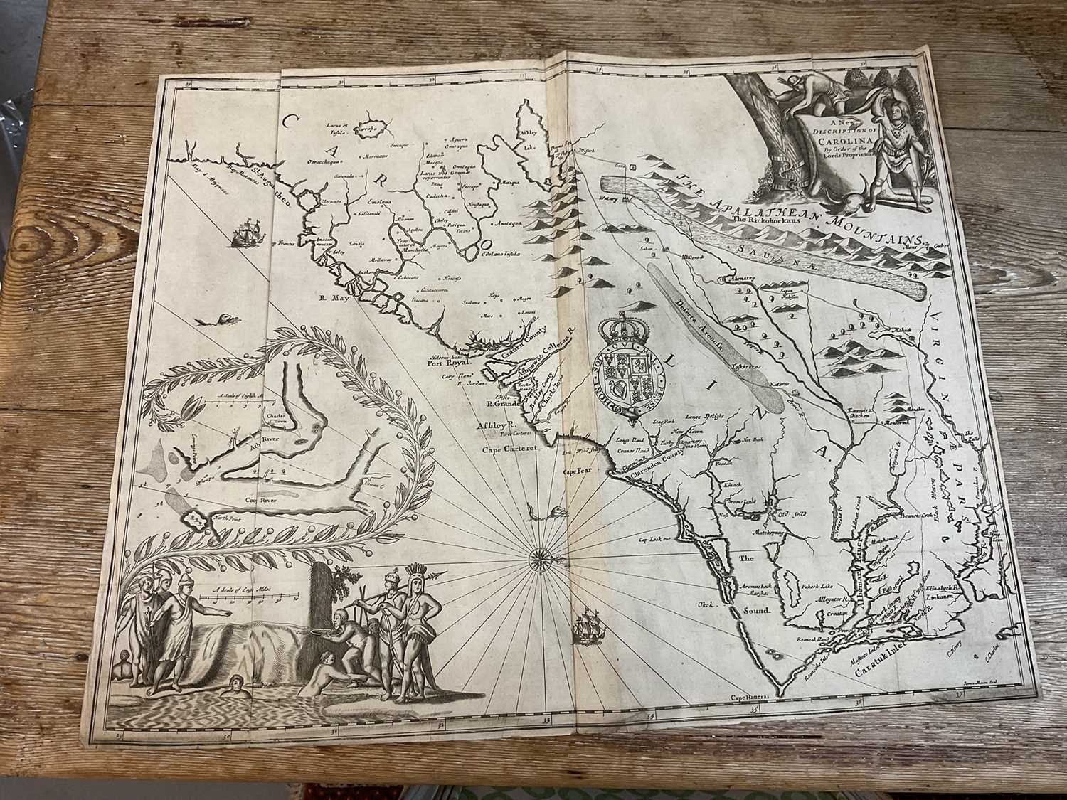 John Ogilby - rare engraved Map of Carolina, 1672 - Image 16 of 16